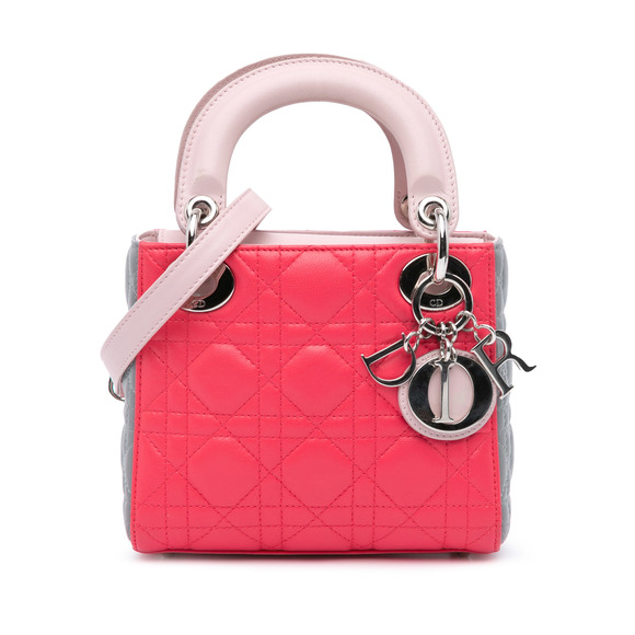 Pre-Loved Dior Mini Tricolor Lambskin Cannage Lady Dior - Picture 1 of 10